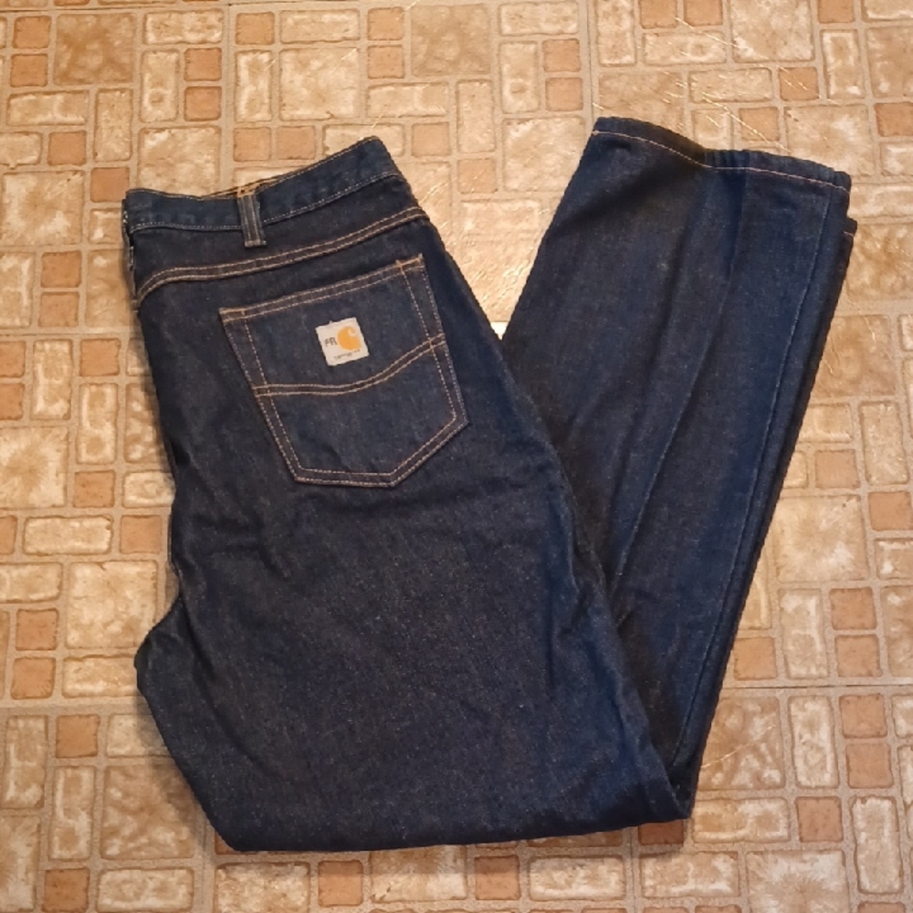 Carhartt Blue Relaxed Jeans with Heavyweight Denim Flame Resistant Fabric